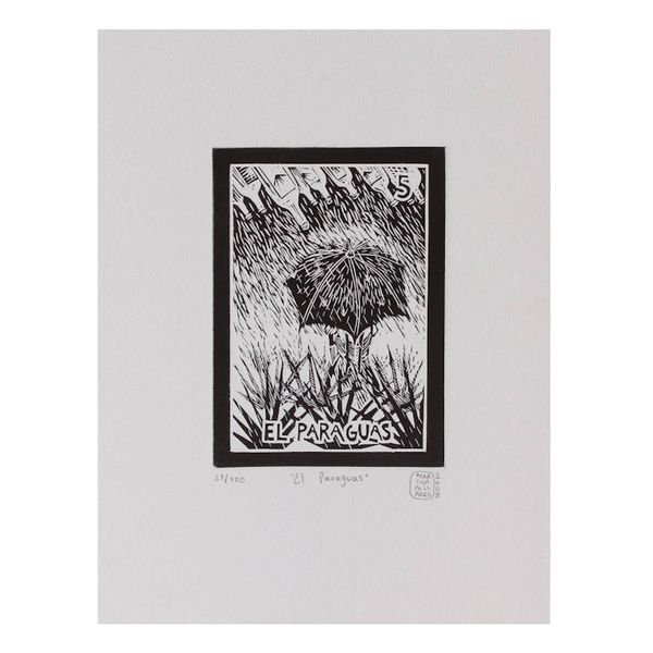 Alternate image for Unique Mexico Folk Art Theme Signed Limited Edition Etching The Umbrella Tequila Lotto