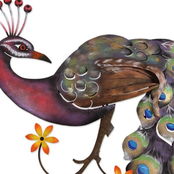 Alternate image for Steel Wall Sculpture of a Peacock from Mexico Sunset Peacock