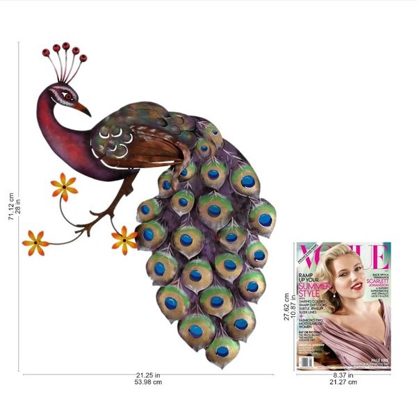 Alternate image for Steel Wall Sculpture of a Peacock from Mexico Sunset Peacock