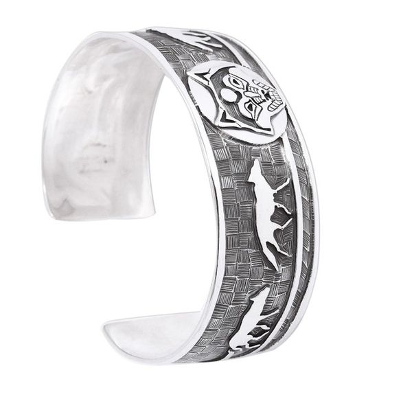 Alternate image for Taxco Sterling Silver Wolf Cuff Bracelet from Mexico Lunar Wolves