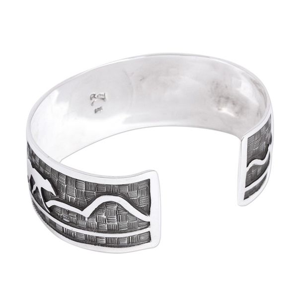 Alternate image for Taxco Sterling Silver Wolf Cuff Bracelet from Mexico Lunar Wolves