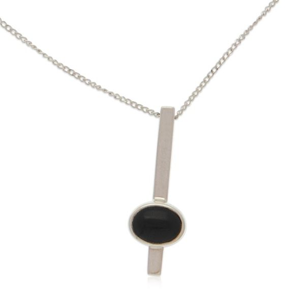 Alternate image for Modern Natural Obsidian and Sterling Silver Pendant Necklace Enigmatic Tomorrow
