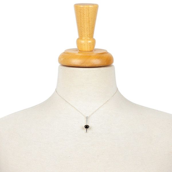 Alternate image for Modern Natural Obsidian and Sterling Silver Pendant Necklace Enigmatic Tomorrow