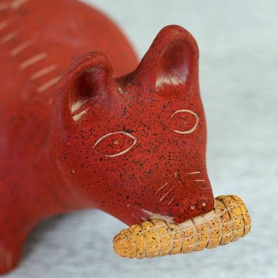 Alternate image for Handcrafted Mexican Archaeological Ceramic Red Dog Sculpture Colima Dog