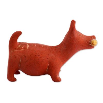 Alternate image for Handcrafted Mexican Archaeological Ceramic Red Dog Sculpture Colima Dog