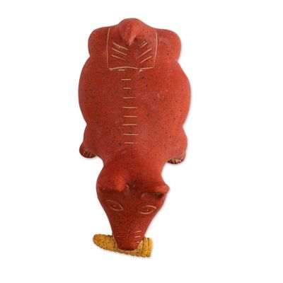 Alternate image for Handcrafted Mexican Archaeological Ceramic Red Dog Sculpture Colima Dog