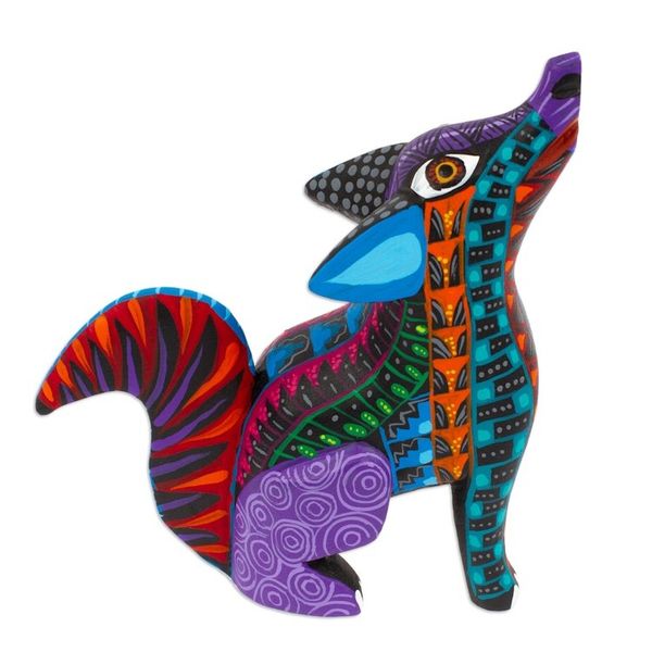 Alternate image for Wood Alebrije Coyote Figurine Hand-Painted in Mexico Spirited Coyote