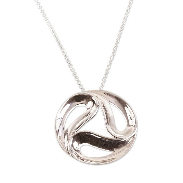 Alternate image for Artisan Crafted Sterling Silver Pendant Necklace Triple Yin-Yang