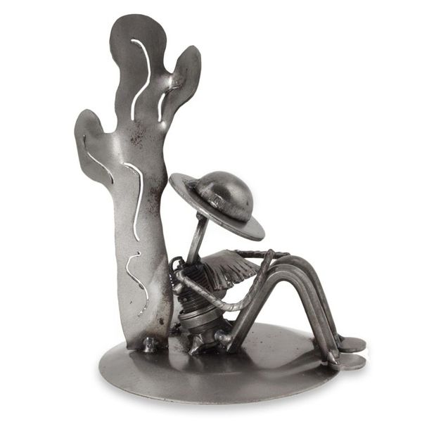 Alternate image for Mexican Handcrafted Rustic Sculpture from Recycled Metal Rustic Relaxation