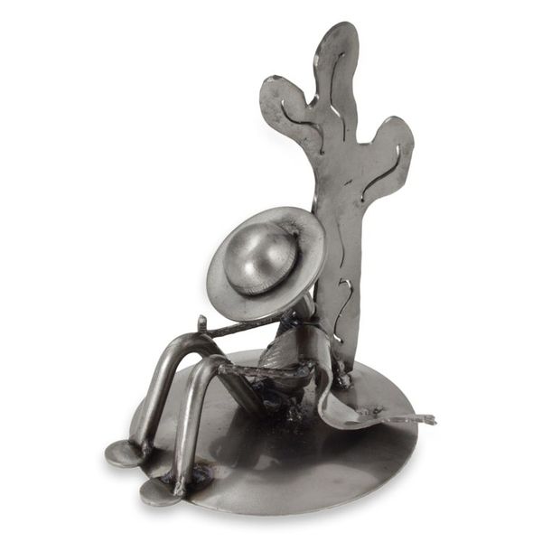 Alternate image for Mexican Handcrafted Rustic Sculpture from Recycled Metal Rustic Relaxation