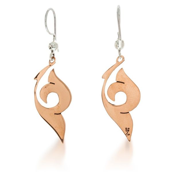 Alternate image for Modern Copper Dangle Earrings with Taxco Silver Hooks Sublime Shapes