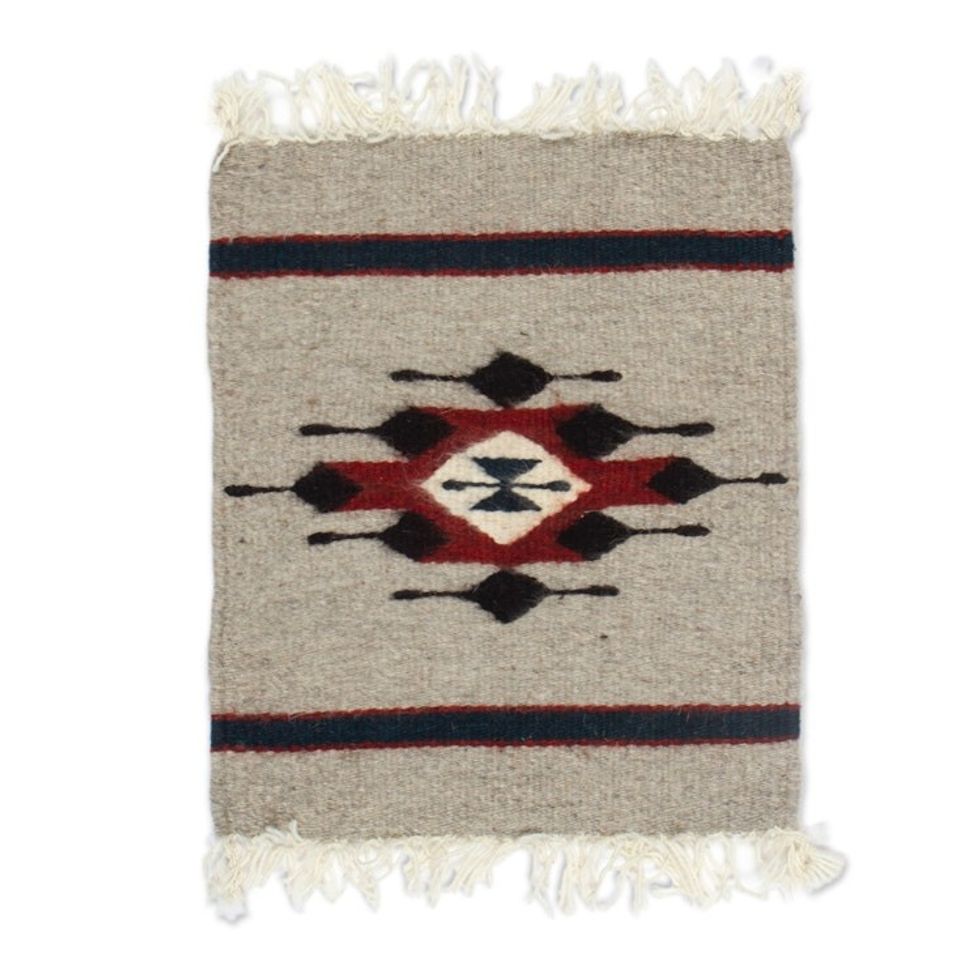 Artisan-Made Zapotec Diamond-Patterned Wool Area Rug 1x1 'Diamond of Heritage'
