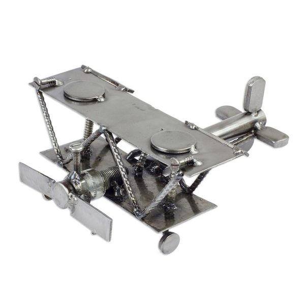 Alternate image for Hand Crafted Recycled Metal Rustic Mexico Sculpture Rustic Biplane
