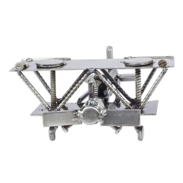 Alternate image for Hand Crafted Recycled Metal Rustic Mexico Sculpture Rustic Biplane