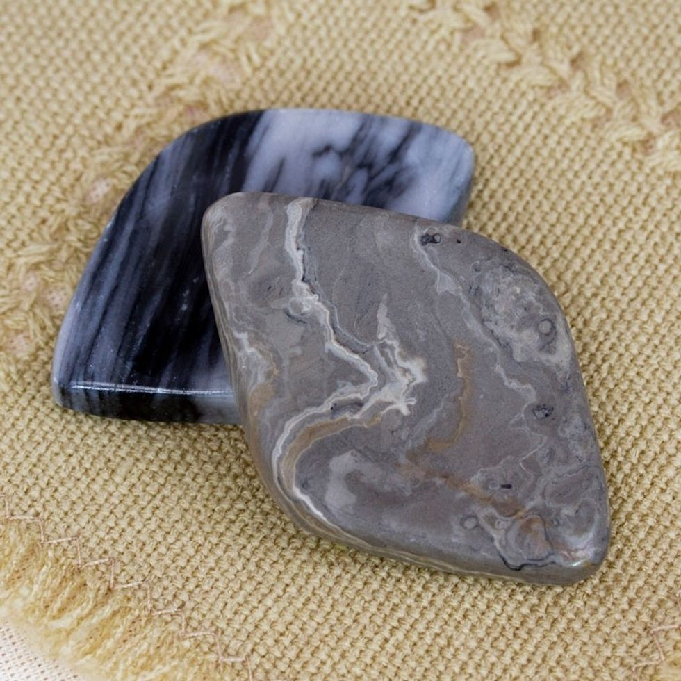 Polished Stones for Stress Relief Pair 'Elegance Amulet'