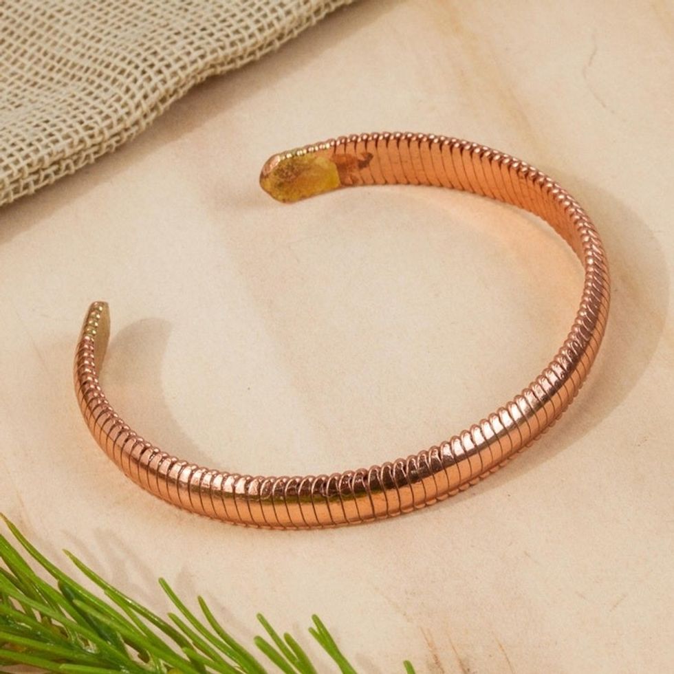 Handcrafted Unisex Upcycled Copper Cuff Bracelet from Mexico 'Texture and Shine'