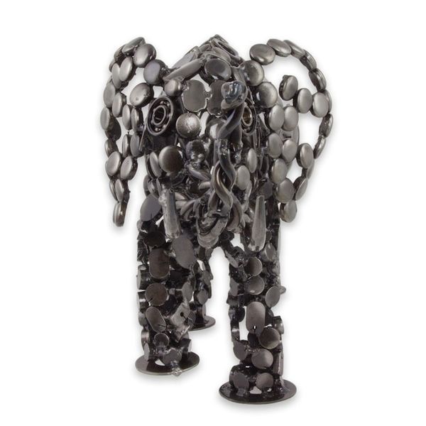 Alternate image for Eco-Friendly Recycled Metal 20-Inch Elephant Sculpture Rustic Male Elephant