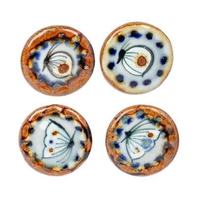 Alternate image for Set of 4 Handcrafted Ceramic Butterfly Knobs from Mexico Hope Energy