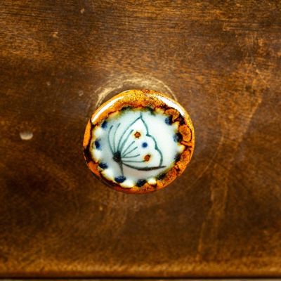 Alternate image for Set of 4 Handcrafted Ceramic Butterfly Knobs from Mexico Hope Energy