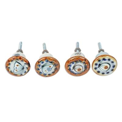 Alternate image for Set of 4 Handcrafted Ceramic Butterfly Knobs from Mexico Hope Energy