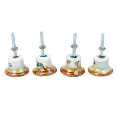 Alternate image for Set of 4 Handcrafted Ceramic Butterfly Knobs from Mexico Hope Energy