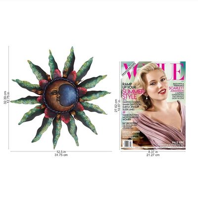 Alternate image for Crescent Moon Steel Wall Sculpture in Green from Mexico Gleaming Eclipse