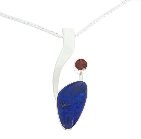 Alternate image for Handmade Modern Fine Silver Sterling Lapis Lazuli Necklace Being Bold