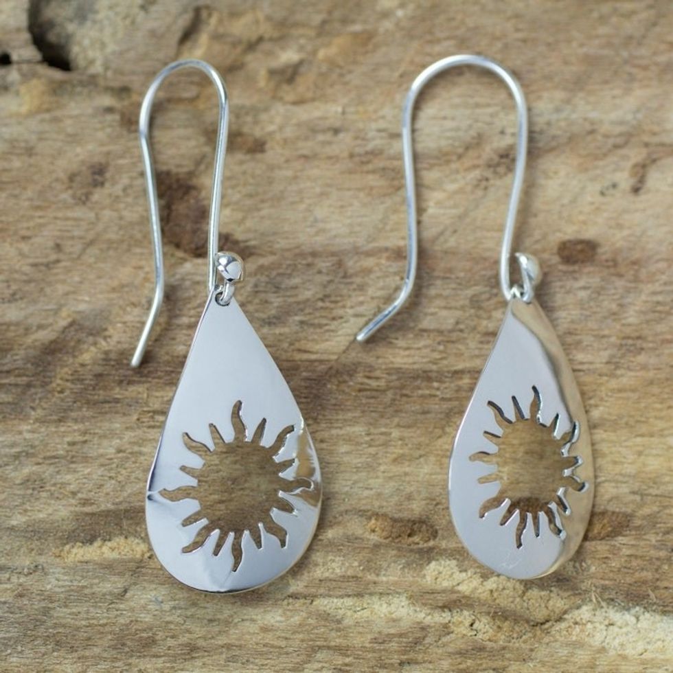 Taxco Sunshine Sterling Silver Dangle Earrings 'Sun Shower'