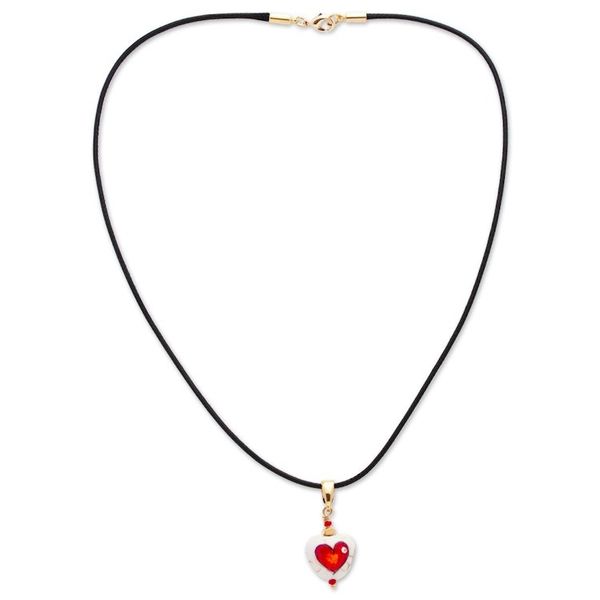 Alternate image for 14k Gold-Accented Necklace with Heart-Shaped Howlite Pendant Creative Love
