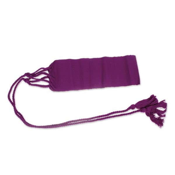 Alternate image for Handloomed 100 Cotton Obi Wrap Belt in an Aubergine Hue Aubergine Status