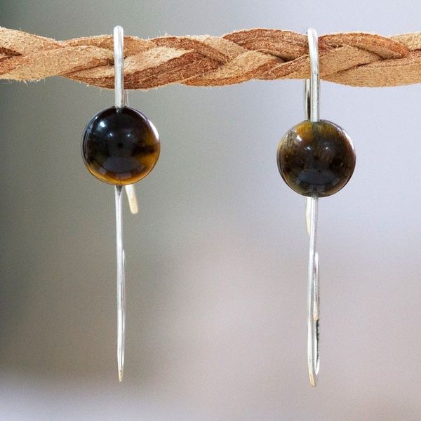 Alternate image for Fantasy-Inspired High-Polished Tigers Eye Drop Earrings Fairy of Courage