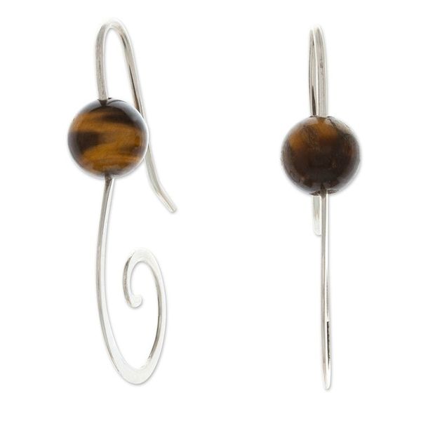 Alternate image for Fantasy-Inspired High-Polished Tigers Eye Drop Earrings Fairy of Courage
