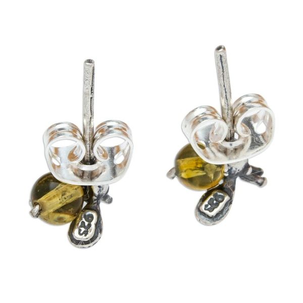 Alternate image for Artisan Crafted Amber Stud Earrings Bee Mine