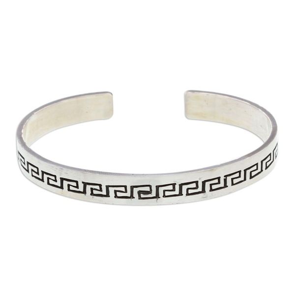 Alternate image for Taxco Silver Cuff Bracelet with Aztec-Inspired Motifs Aztec Charm