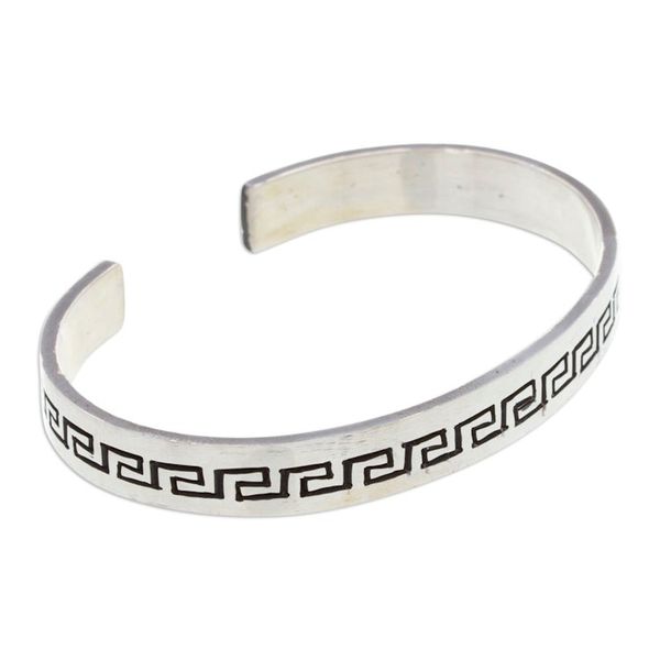 Alternate image for Taxco Silver Cuff Bracelet with Aztec-Inspired Motifs Aztec Charm