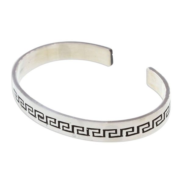 Alternate image for Taxco Silver Cuff Bracelet with Aztec-Inspired Motifs Aztec Charm