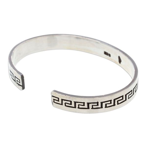 Alternate image for Taxco Silver Cuff Bracelet with Aztec-Inspired Motifs Aztec Charm
