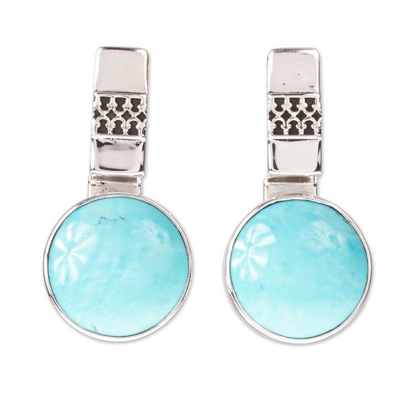 Alternate image for 950 Silver And Turquoise Drop Earrings From Mexico Eastern Skies