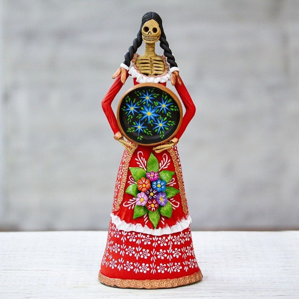 Handmade Catrina Skeleton Sculpture from Mexico 'La Catrina Francisca'