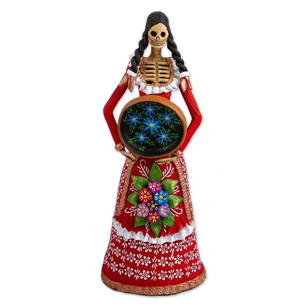 Alternate image for Handmade Catrina Skeleton Sculpture from Mexico La Catrina Francisca