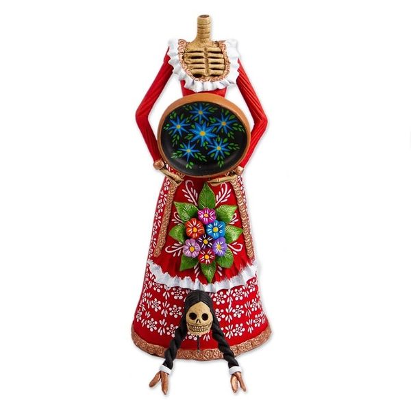 Alternate image for Handmade Catrina Skeleton Sculpture from Mexico La Catrina Francisca