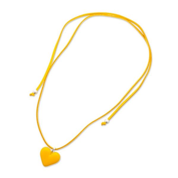 Alternate image for Art Glass Heart-Shaped Pendant Necklace in Goldenrod Yellow My Goldenrod Love