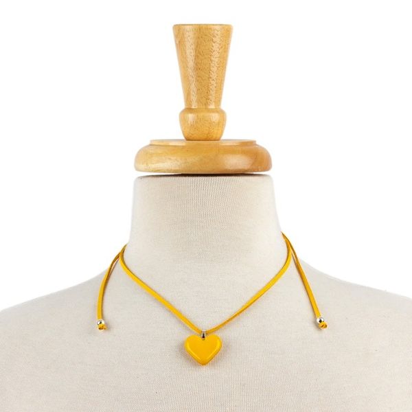 Alternate image for Art Glass Heart-Shaped Pendant Necklace in Goldenrod Yellow My Goldenrod Love