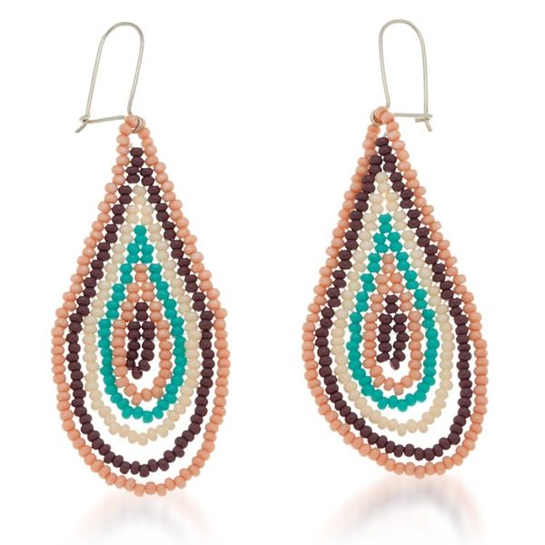 Alternate image for Handcrafted Drop-Shaped Pink Glass Beaded Dangle Earrings Tender Dew