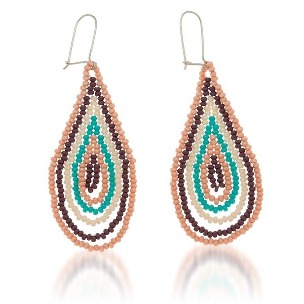 Alternate image for Handcrafted Drop-Shaped Pink Glass Beaded Dangle Earrings Tender Dew