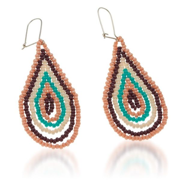 Alternate image for Handcrafted Drop-Shaped Pink Glass Beaded Dangle Earrings Tender Dew