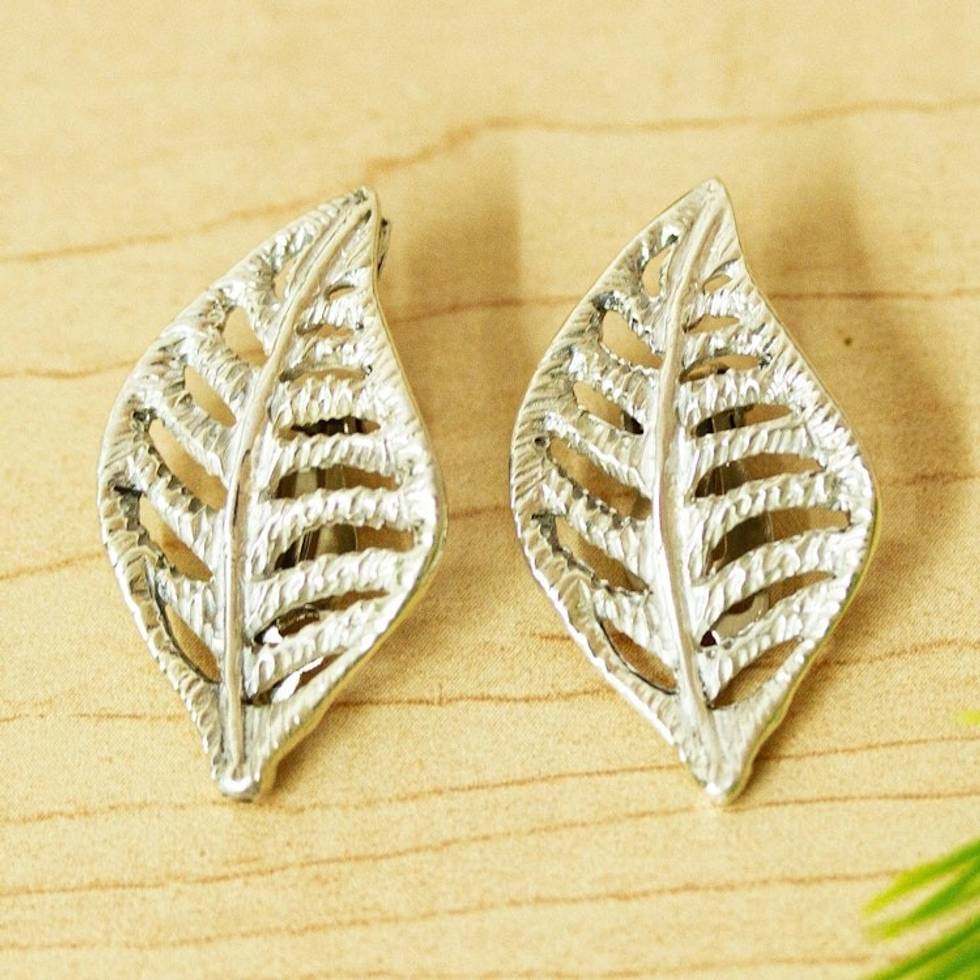 Clip-On Sterling Silver Earrings 'Eternal Leaves'