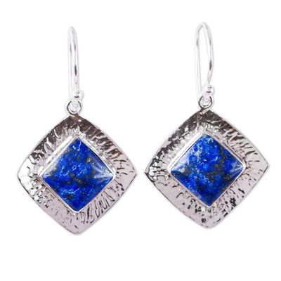 Alternate image for Square Lapis Lazuli Dangle Earrings from Mexico Lapis Mirrors