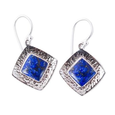 Alternate image for Square Lapis Lazuli Dangle Earrings from Mexico Lapis Mirrors