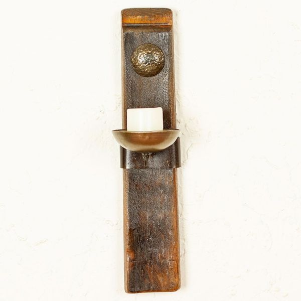 Alternate image for Mexican Iron and Wood Wall Sconce Handcrafted from Barrel Little Hacienda Light
